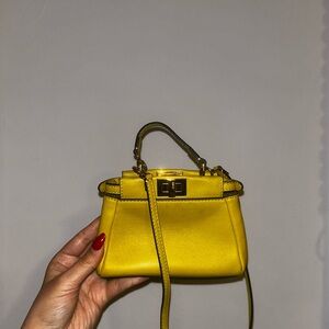 Yellow Fendi Micro Peekaboo Crossbody Bag